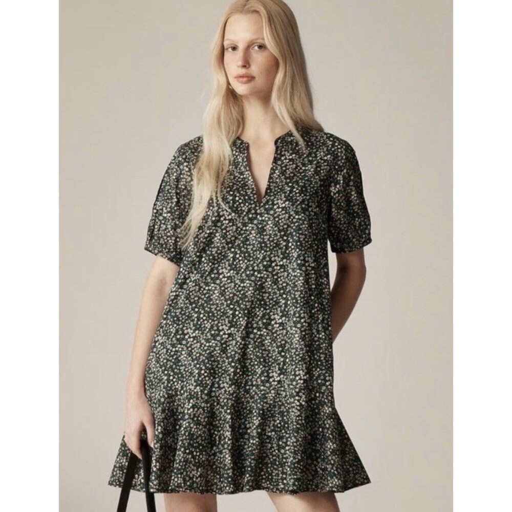 J. Crew Delilah Dress In Liberty Marguerite Fabric Green Ditsy Floral Women’s S